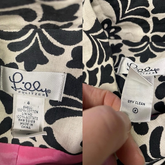 Vtg Lilly Pulitzer Black White Jacquard Daria Midi Coat Jacket Boho Luxury 4 - Picture 6 of 13